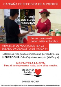 Campaña de recogida de alimentos en San Juan 29 y 30 de agosto