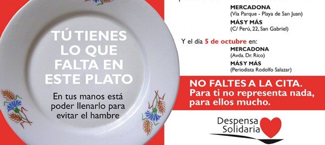 Nueva recogida de alimentos los días 4 y 5 de octubre