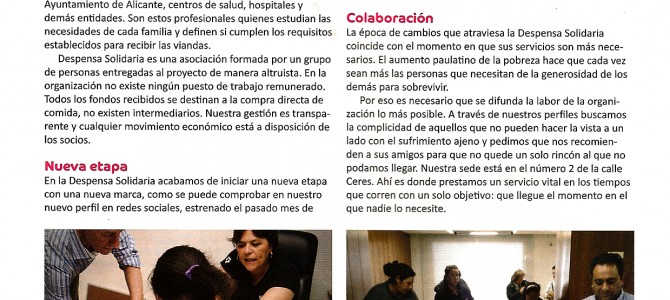 La Despensa Solidaria en la revista «Alicante Golf»