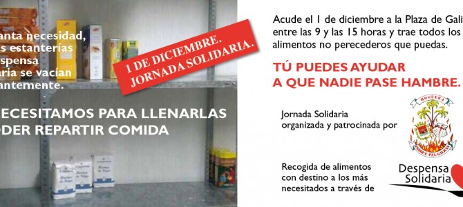 Recogida de alimentos 1 de diciembre con la Hoguera Plaza de Galicia Recogida de alimentos 1 de diciembre con la Hoguera Plaza de Galicia