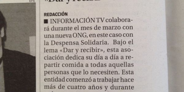 Despensa Solidaria en Diario Información 9-3-2014