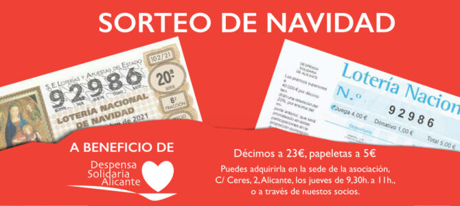Lotería de Navidad a beneficio de Despensa Solidaria Alicante 2021